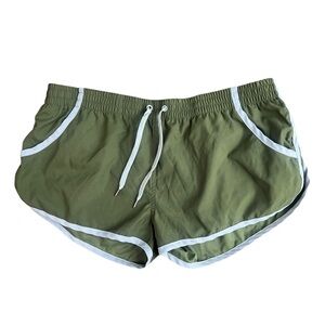 Pool Boy Retro Swim Shorts Men’s XL Olive Green Lined‎ Runner Trunks